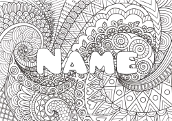 Coloriage personnalisable Calme et zen Art Mandala Nom décoré Zentangle