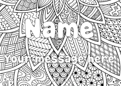 Coloriage personnalisable Feuilles Nom décoré Coloriages complexes Zentangle Fond décoratif