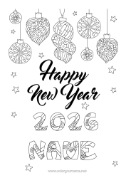 Coloriage personnalisable Bonne année Message 
