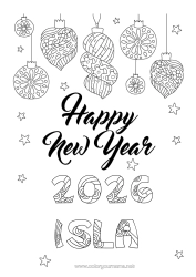 Coloriage personnalisable Bonne année Message 
