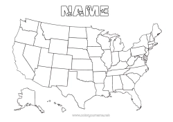 Customizable coloring page USA Geography Country Country map
