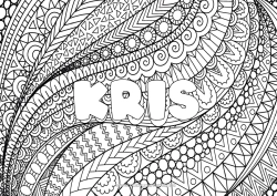 Página de desenho personalizável Calmo e zen Arte Mandala Nome decorado Zentangle