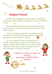 Coloriage personnalisable Lutins de Noël Lettres de lutins farceurs Lettre de départ, aurevoir lutin