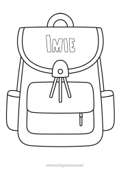 Coloriage personnalisable Cartable Rentrée scolaire Fournitures scolaires