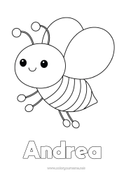 Coloriage personnalisable Kawaii Animal Abeille Coloriages faciles Insectes