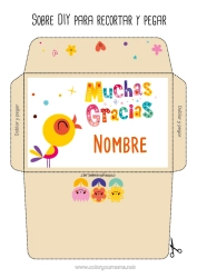 Coloriage personnalisable Fleurs Oiseau Été Printemps Animal Enveloppe Nounou Oiseaux et mammifères volants Coach, entraineur Merci Compétitions et récompenses Enveloppe à imprimer