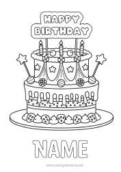 Coloriage personnalisable Bougie Gâteau Anniversaire Joyeux anniversaire (français) Message