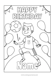 Coloriage personnalisable Football Ballon de foot Sport Anniversaire Joyeux anniversaire (français) Message Age fêté personnalisable Sports d'équipe