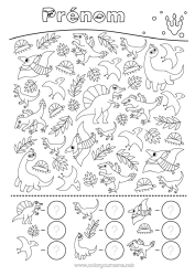 Coloriage personnalisable Dinosaures Activités enfants Animal Diplodocus Tricératops Cherche et trouve Plésiosaure Parasaurolophus Compte et Colorie