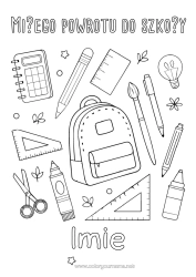 Coloriage personnalisable Crayon Cartable Rentrée scolaire 