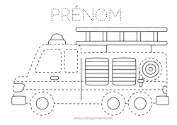 Coloriage personnalisable Véhicules Activités enfants Pompier Coloriages faciles Trace et colorie Camion de pompier Véhicules de secours et d'urgence Métiers de la Sécurité