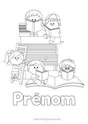 Coloriage personnalisable Enfant Livre Lecture