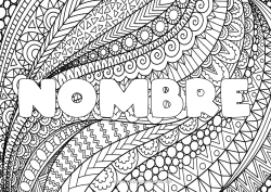 Coloriage personnalisable Calme et zen Art Mandala Nom décoré Zentangle