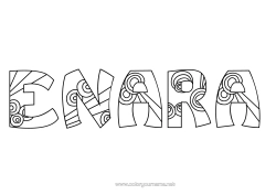 Coloriage personnalisable Mignon Calme et zen Mandala Chiffre Nom décoré