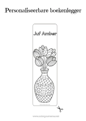Coloriage personnalisable Fleurs Printemps Marque page Vase Tulipe Bouquet
