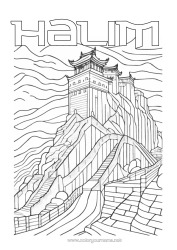 Coloriage personnalisable Chine Coloriages complexes Monument