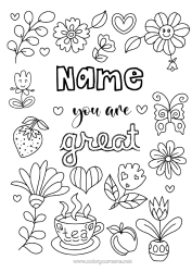 Página de desenho personalizável Flores Papai Mamãe Vovó Vovô
