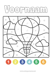Coloriage personnalisable Véhicules Coloriages magiques Activités enfants Montgolfière Coloriages faciles Véhicules aériens Coloriage par numéro avec dé