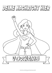 Coloriage personnalisable Maman Héros Soeur Maîtresse/Maître Nounou Badge super Métiers de l'éducation