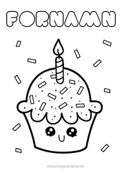 Coloriage personnalisable Bougie Mignon Gâteau Anniversaire Kawaii
