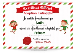 Coloriage personnalisable Lutins de Noël Lettres de lutins farceurs Adoption définitive d'un lutin farceur Papiers d’identité de Lutin Farceur