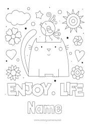 Coloriage personnalisable Chat Oiseau Animal Positif Chiens et chats Oiseaux et mammifères volants