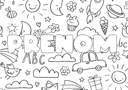 Coloriage personnalisable Nom décoré Doodle Fond décoratif