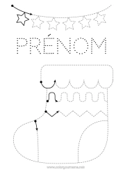 Coloriage personnalisable Noël Guirlande de Noël Activités enfants Points à relier Trace et colorie Chaussette de Noël Fiche de graphisme maternelle