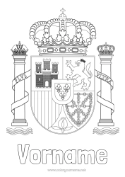 Customisable colouring page Geography Spain Flag Symbols Country