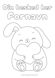 Customisable colouring page Heart I love you. Rabbit Forest animals