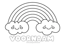 Pagina da colorare personalizzabile Carino Kawaii Arcobaleno Disegni da colorare facili