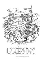 Coloriage personnalisable Géographie Londres Royaume-Uni Pays Monument Couverture de cahier Tower bridge