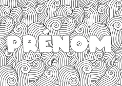 Coloriage personnalisable Mandala Été Mer Nom décoré Zentangle Fond décoratif Vagues