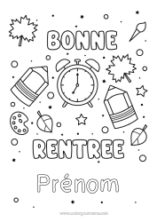 Coloriage personnalisable Feuilles Crayon Rentrée scolaire