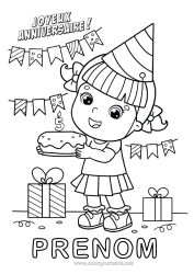 Coloriage personnalisable Bougie Gâteau Cadeaux Anniversaire Fête Fille Coloriages intermédiaires Joyeux anniversaire (français) Message Age fêté personnalisable