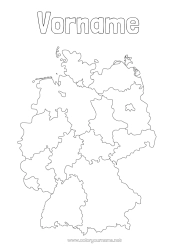 Coloriage personnalisable Géographie Pays Carte des pays Allemagne