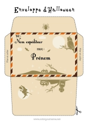 Coloriage personnalisable Sorcière Halloween Automne Activités enfants Enveloppe Enveloppe à imprimer