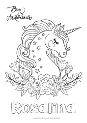 Anpassbare Malvorlage Geburtstag Kawaii Einhorn Mittelstufenmalvorlagen Alles Gute zum Geburtstag (Französisch) Nachricht Drachen, Einhörner und fantastische Tiere