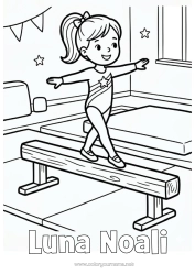 Tilpassbar fargeleggingssiden Sport Jente Gymnastikk Kunstnerisk sport