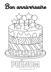 Coloriage personnalisable Gâteau Anniversaire Coloriages intermédiaires Joyeux anniversaire (français) Message