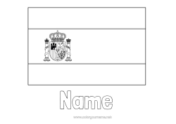 Coloriage personnalisable Géographie Espagne Drapeau Pays