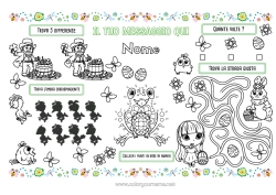 Coloriage personnalisable Printemps Activités enfants Points à relier Pâques Set de table à imprimer Nombres à Relier