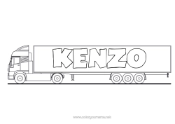 Pagina da colorare personalizzabile Camion Veicoli Disegni intermedi Camion e veicoli commerciali Professioni del trasporto