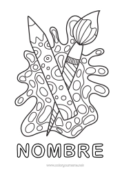 Coloriage personnalisable Art Pinceau Crayon de couleur Fournitures scolaires Couverture de cahier