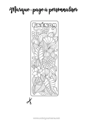Coloriage personnalisable Fleurs Printemps Marque page Coloriages intermédiaires