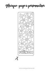 Coloriage personnalisable Fleurs Printemps Marque page