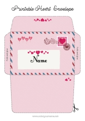 Coloriage personnalisable Coeur Je t'aime Enveloppe Enveloppe à imprimer