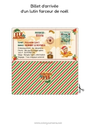 Coloriage personnalisable Lutins de Noël Lettres de lutins farceurs Ticket Lettre d'arrivée du lutin Un seul lutin farceur Papiers d’identité de Lutin Farceur