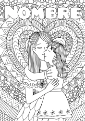 Coloriage personnalisable Coeur Mandala Maman Bonne fête Je t'aime Soeur