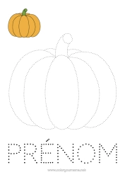 Coloriage personnalisable Citrouille Automne Points à relier Légumes Coloriages faciles Trace et colorie Coloriage avec modèle